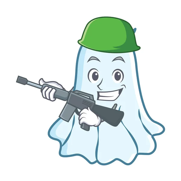 Armée personnage fantôme mignon dessin animé — Image vectorielle