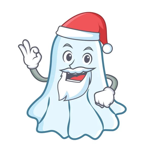 Santa cute ghost character cartoon — Stock Vector