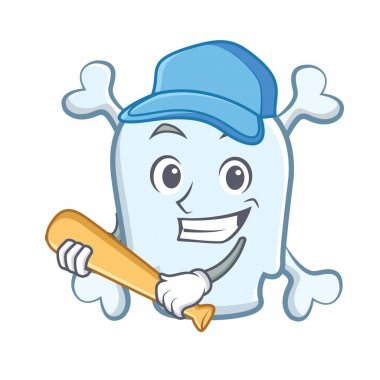 Oyun beysbol kafatası karakter karikatür tarzı