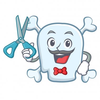 Kafatası karakter karikatür tarzı berber