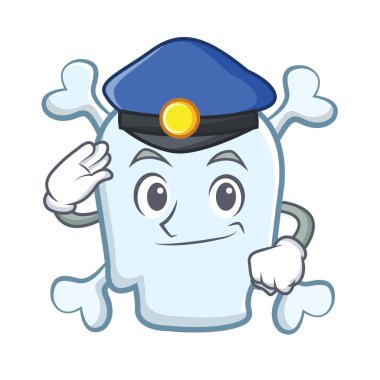 Polis kafatası karakter karikatür tarzı