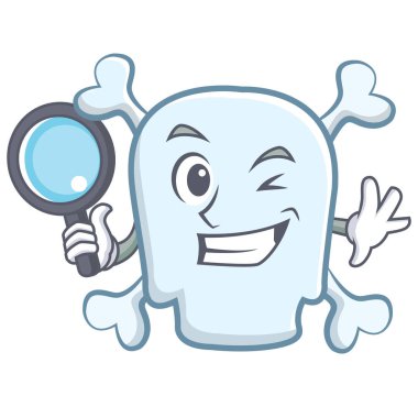 Dedektif kafatası karakter karikatür tarzı