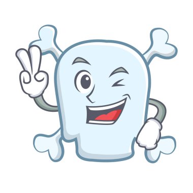 İki kafatası karakter karikatür tarzı parmak