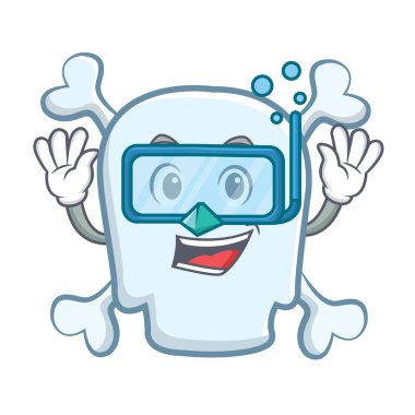 Dalış kafatası karakter karikatür tarzı