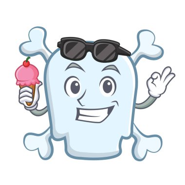 Dondurma kafatası karakter karikatür tarzı ile