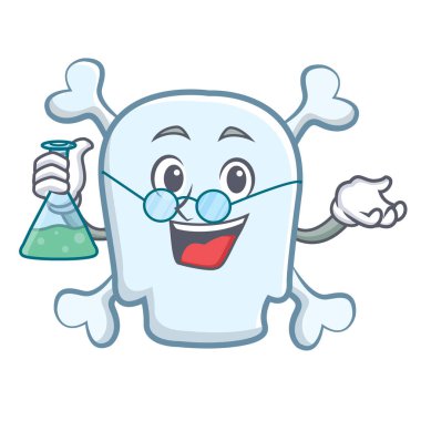 Profesör kafatası karakter karikatür tarzı