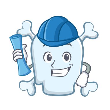 Mimar kafatası karakter karikatür tarzı