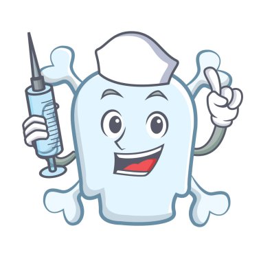 Hemşire kafatası karakter karikatür tarzı