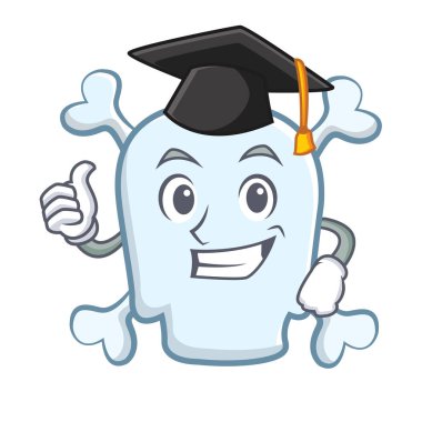 Mezuniyet kafatası karakter karikatür tarzı