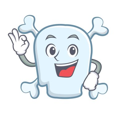 Kafatası karakter karikatür tarzı Tamam