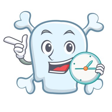 Saat kafatası karakter karikatür tarzı ile