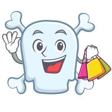 Kafatası karakter karikatür tarzı alışveriş