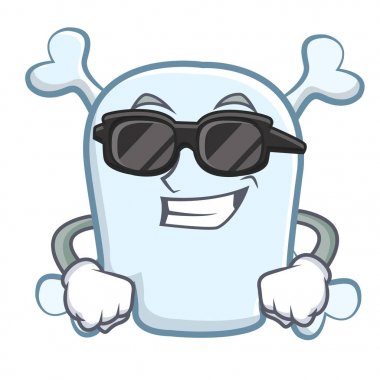 Süper cool kafatası karakter karikatür tarzı