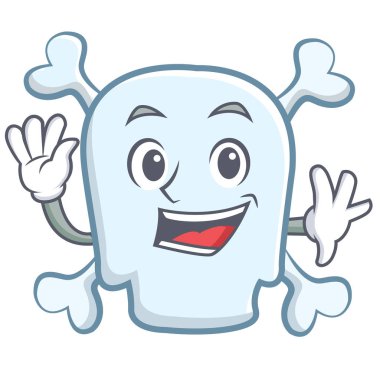 Kafatası karakter karikatür tarzı sallayarak