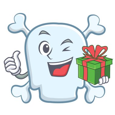 Hediye kafatası karakter karikatür tarzı ile