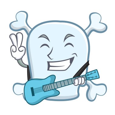 Gitar kafatası karakter karikatür tarzı ile