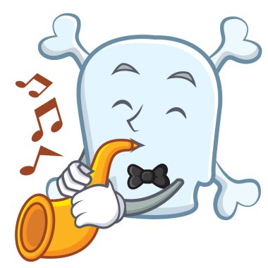 Trompet kafatası karakter karikatür tarzı ile