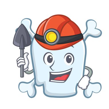 Madenci kafatası karakter karikatür tarzı