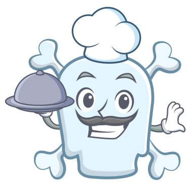 Şef gıda kafatası karakter karikatür tarzı ile