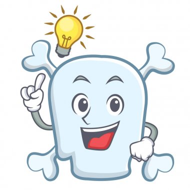 Bir fikir kafatası karakter karikatür tarzı var