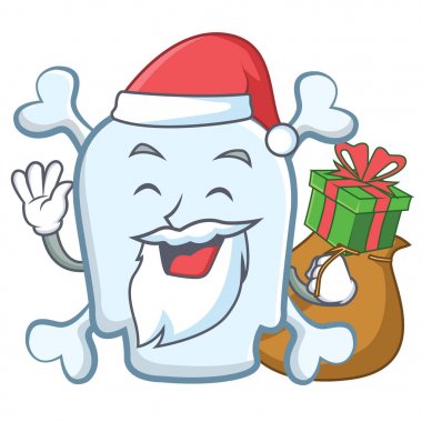 Noel Baba hediye kafatası karakter karikatür tarzı ile