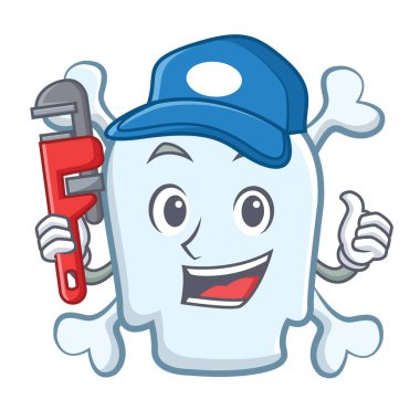 Tesisatçı kafatası karakter karikatür tarzı