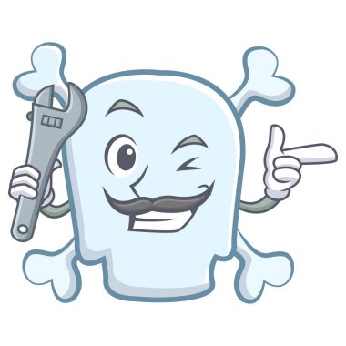 Mekanik kafatası karakter karikatür tarzı