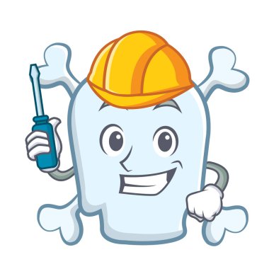 Otomotiv kafatası karakter karikatür tarzı