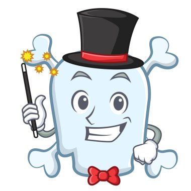 Sihirbaz kafatası karakter karikatür tarzı