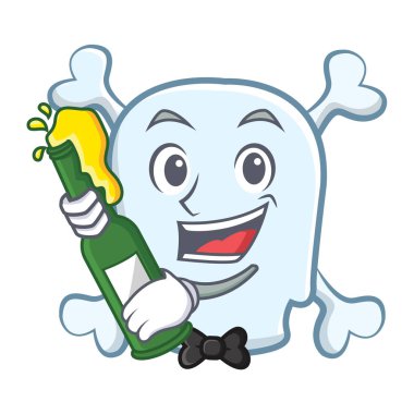 Bira kafatası karakter karikatür tarzı ile