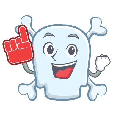 Köpük parmak kafatası karakter karikatür tarzı