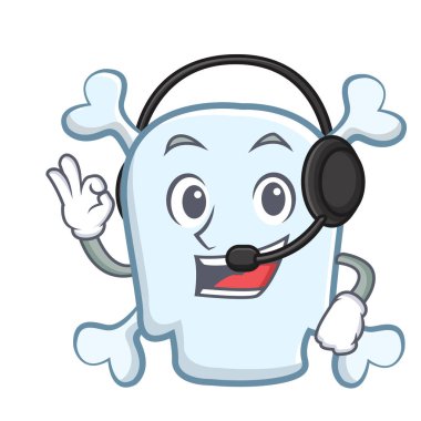 Kulaklık kafatası karakter karikatür tarzı ile