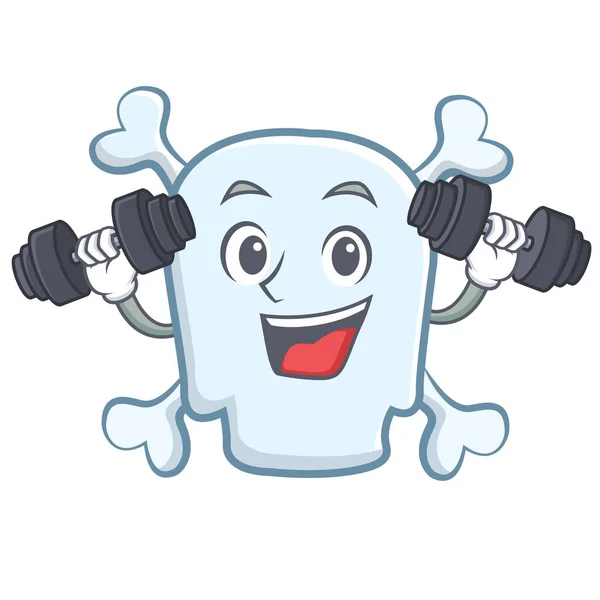 Fitness schedel tekenstijl cartoon — Stockvector