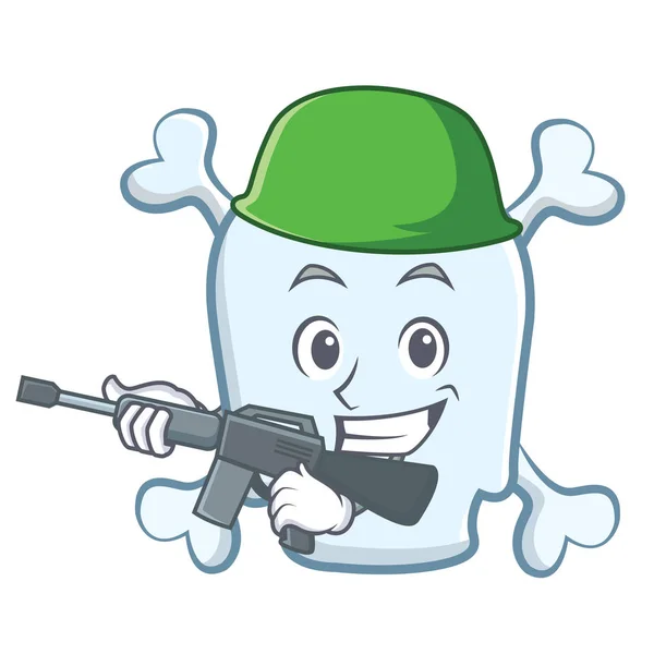 Army skull character cartoon style — Stock Vector