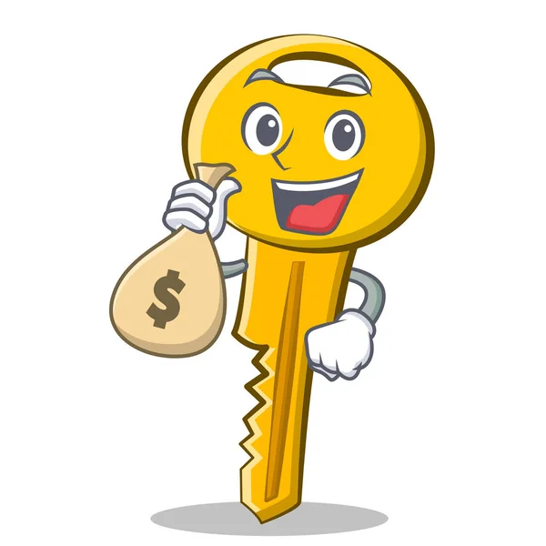 With money bag key character cartoon style — Stock Vector