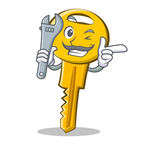 Mecánico personaje clave estilo de dibujos animados — Vector de stock