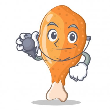 Doktor kızarmış tavuk karakter karikatür
