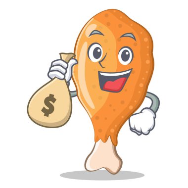 Para çantası kızarmış tavuk karakter karikatür ile