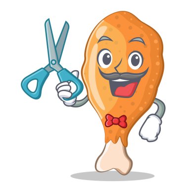 Kızarmış tavuk karakter karikatür berber