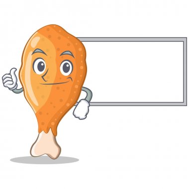 Başparmak yukarıya kurulu kızarmış tavuk karakter karikatür ile