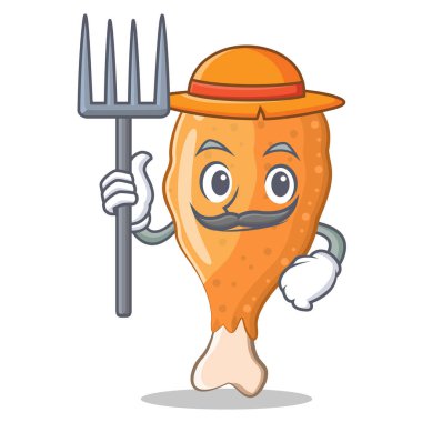 Çiftçi kızarmış tavuk karakter karikatür