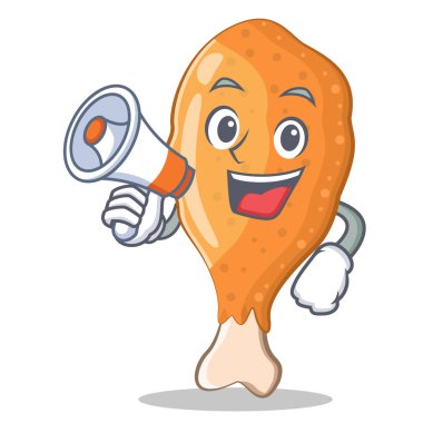 Megafon ile kızartılmış tavuk karakter karikatür