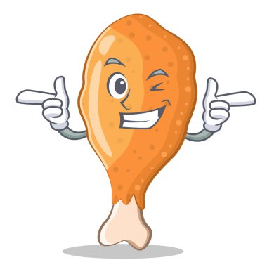 Wink kızarmış tavuk karakter karikatür