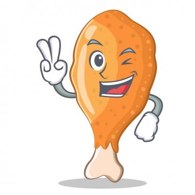 İki parmak kızarmış tavuk karakter karikatür