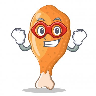 Süper kahraman kızarmış tavuk karakter karikatür