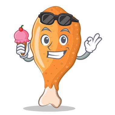 Dondurma ile kızartılmış tavuk karakter karikatür