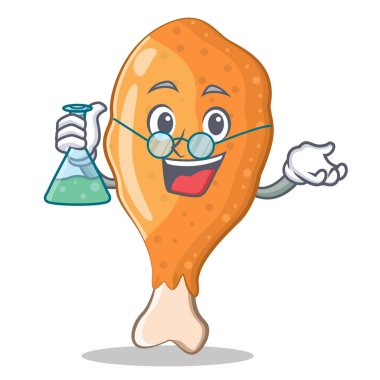 Profesör kızarmış tavuk karakter karikatür