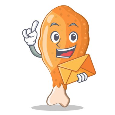 Zarf ile kızartılmış tavuk karakter karikatür