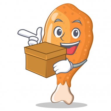 Kutusu ile kızartılmış tavuk karakter karikatür