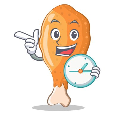 saati ile kızartılmış tavuk karakter karikatür